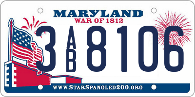 MD license plate 3AB8106