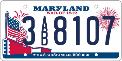 MD license plate 3AB8107