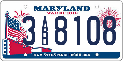 MD license plate 3AB8108