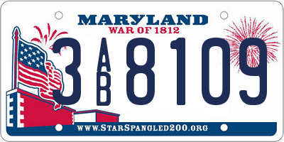 MD license plate 3AB8109