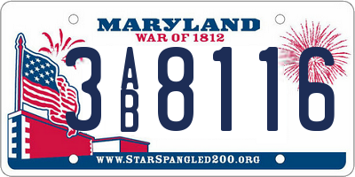 MD license plate 3AB8116