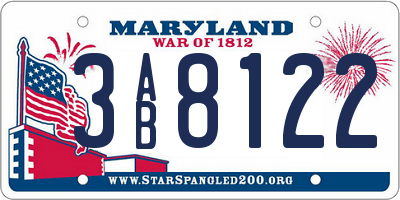 MD license plate 3AB8122