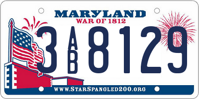 MD license plate 3AB8129