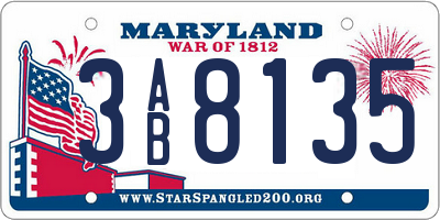 MD license plate 3AB8135