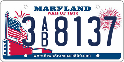 MD license plate 3AB8137