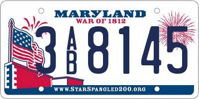 MD license plate 3AB8145