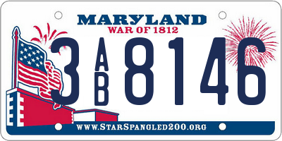 MD license plate 3AB8146