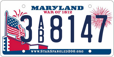 MD license plate 3AB8147