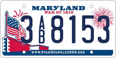 MD license plate 3AB8153