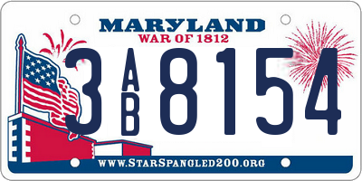 MD license plate 3AB8154