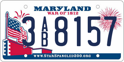 MD license plate 3AB8157
