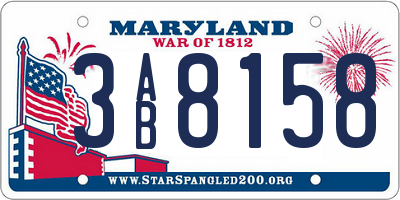 MD license plate 3AB8158