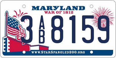 MD license plate 3AB8159