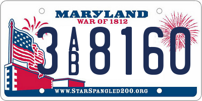 MD license plate 3AB8160