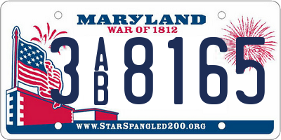 MD license plate 3AB8165