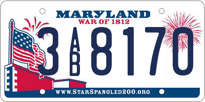 MD license plate 3AB8170