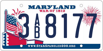 MD license plate 3AB8177