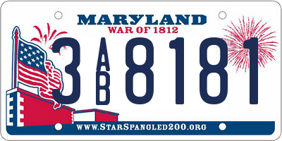 MD license plate 3AB8181