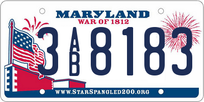 MD license plate 3AB8183