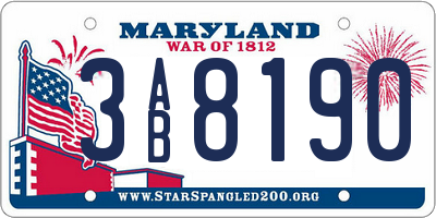 MD license plate 3AB8190