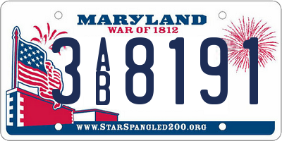 MD license plate 3AB8191