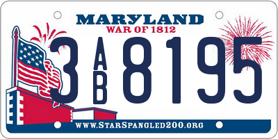 MD license plate 3AB8195