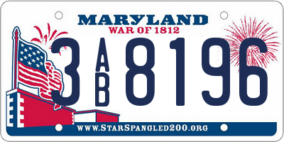 MD license plate 3AB8196