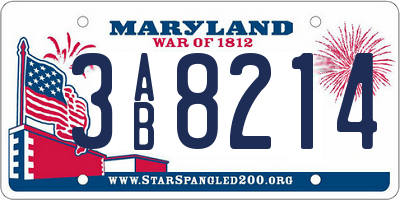 MD license plate 3AB8214