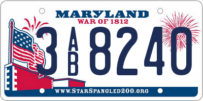 MD license plate 3AB8240