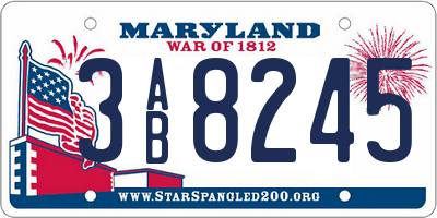 MD license plate 3AB8245