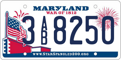 MD license plate 3AB8250