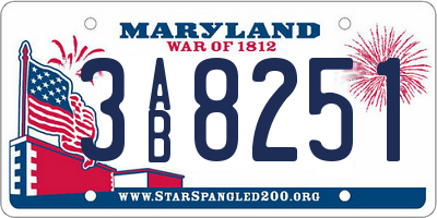 MD license plate 3AB8251