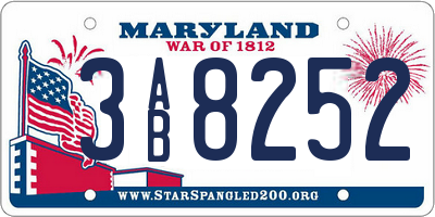 MD license plate 3AB8252