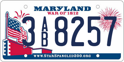 MD license plate 3AB8257