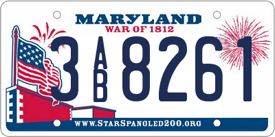 MD license plate 3AB8261