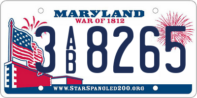 MD license plate 3AB8265