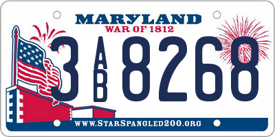 MD license plate 3AB8268