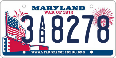 MD license plate 3AB8278