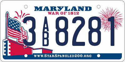 MD license plate 3AB8281