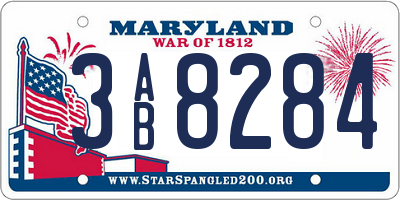 MD license plate 3AB8284