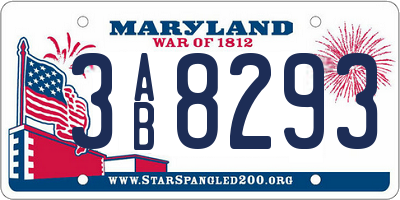 MD license plate 3AB8293