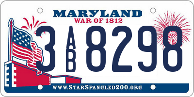 MD license plate 3AB8298