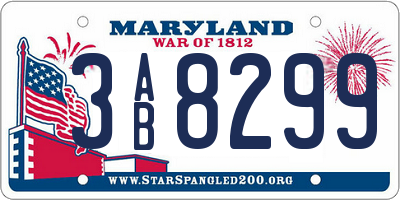 MD license plate 3AB8299