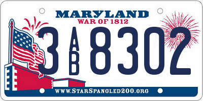 MD license plate 3AB8302