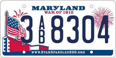 MD license plate 3AB8304