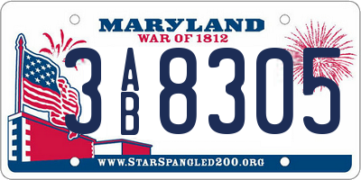 MD license plate 3AB8305