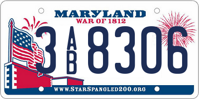 MD license plate 3AB8306