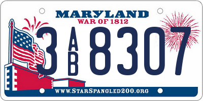 MD license plate 3AB8307