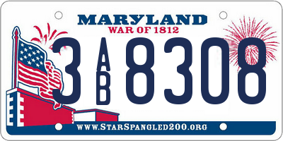 MD license plate 3AB8308