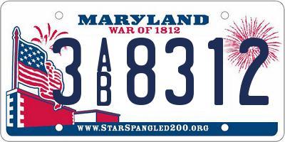 MD license plate 3AB8312